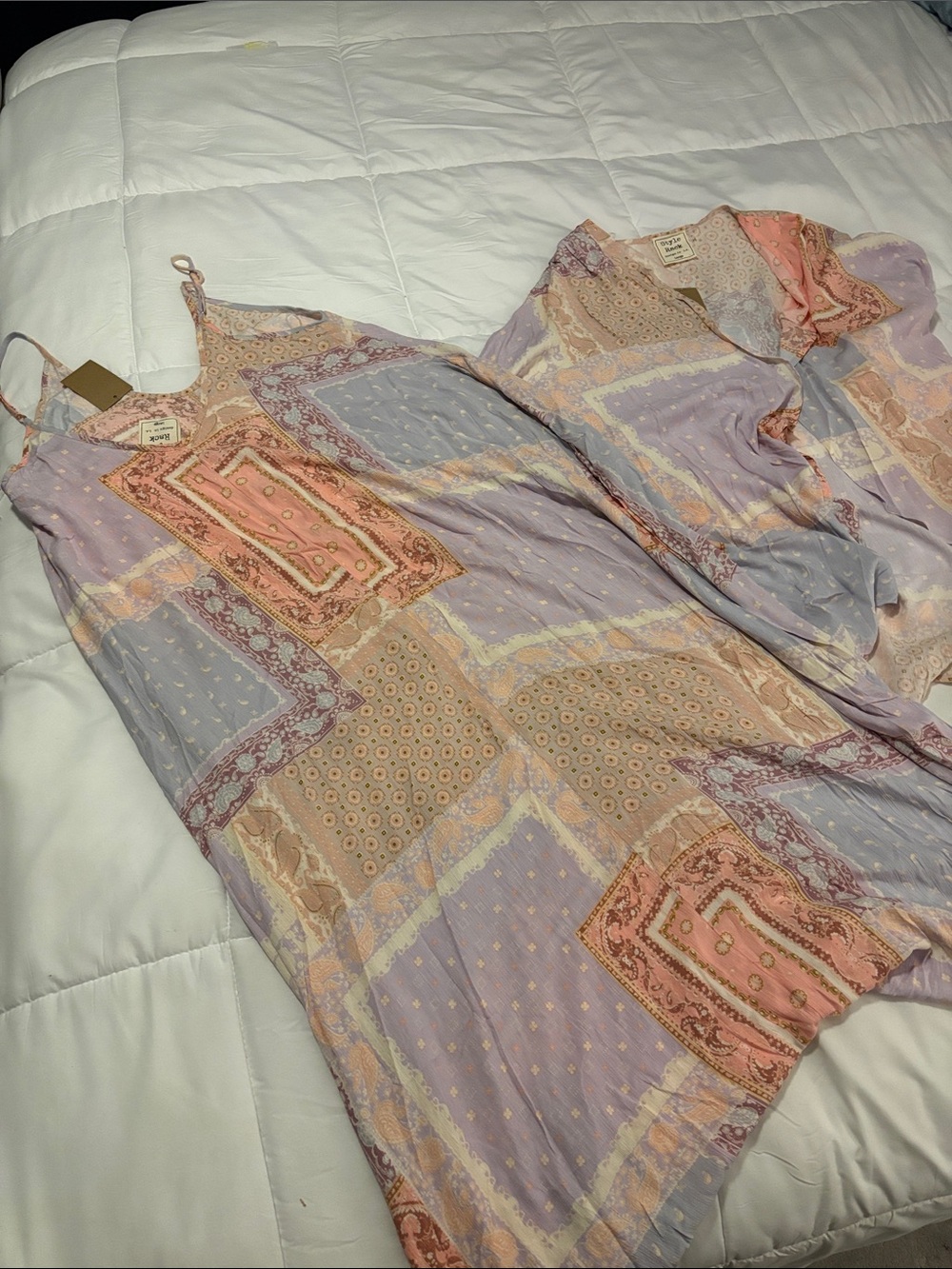 Style Rack Lavender & Peach Patchwork Slip Midi